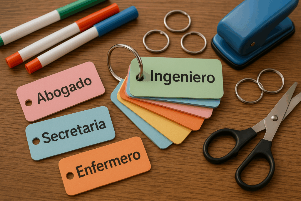 Llavero de vocabulario para la clase de español