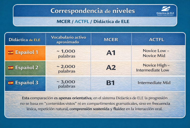 Niveles Didáctica de ELE - Tabla comparativa